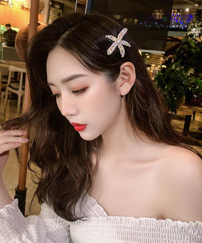 Alloy Zircon Pearl Starfish Two-piece Set Hairpin