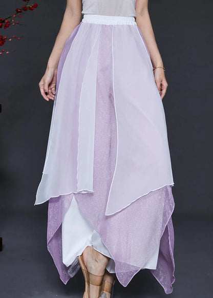 Purple Asymmetrical Chiffon Dance Skirt Pants Summer