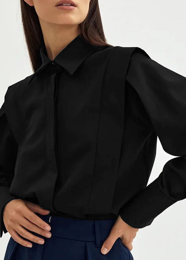 Modern White Peter Pan Collar Patchwork Cotton Shirts Tops Spring