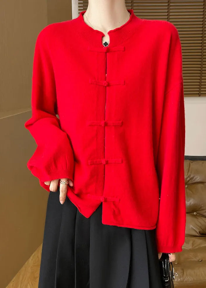 Black Button Woolen Knit Coats Fall