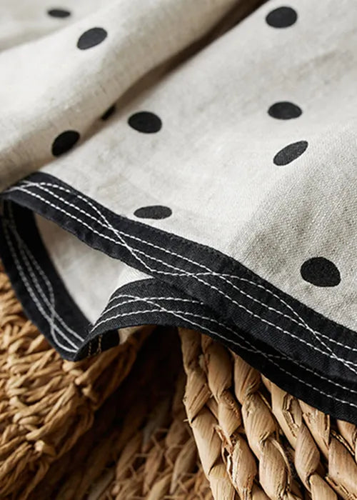 Art O Neck Dot Button Cotton Shirts Spring