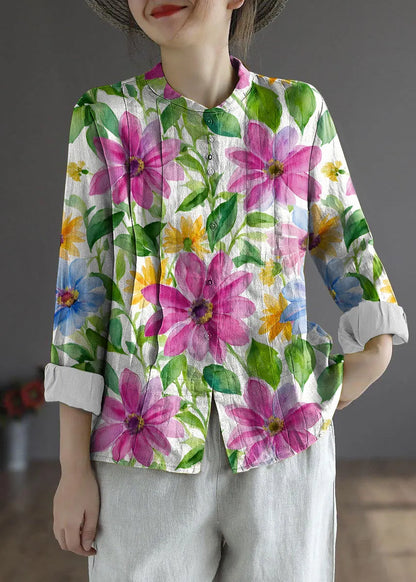 Yellow Button Fall Top Long Sleeve Linen