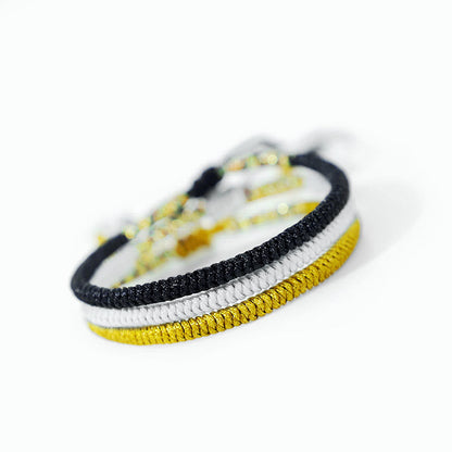 Buddha Stones 3pcs Tibetan Handmade Multicolor King Kong Knot Amulet Bracelet