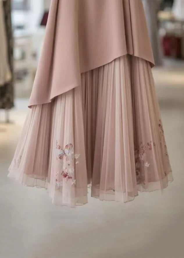 Pink Original Design Wrinkled Chiffon Skirts Summer