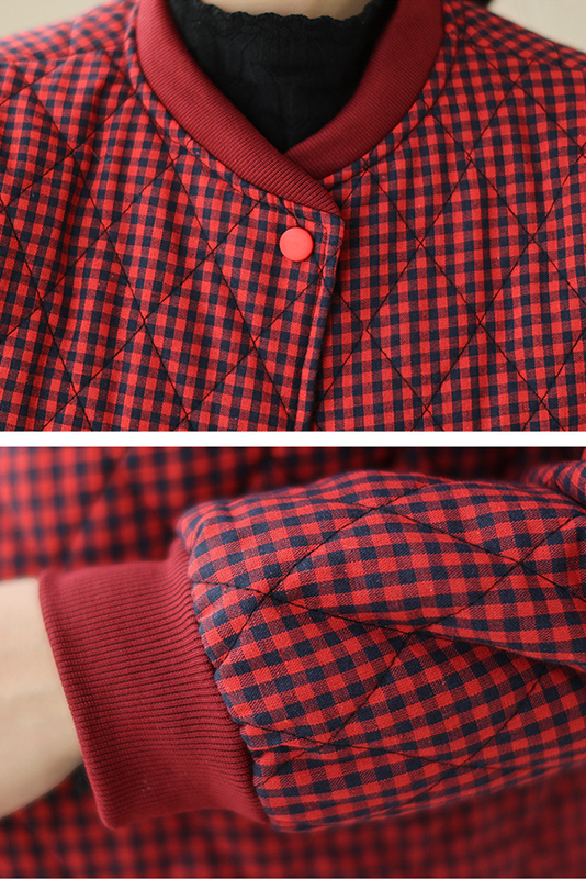 Winter Simple Plaid Cotton Jacket Retro Padded Jacket