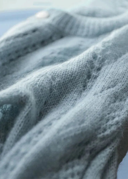 Sky Blue Oversized Chunky Knit Cardigan Spring