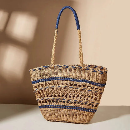 New Straw Woven Shoulder Tote Shoppers Party Towels Large Top Handle Handbags