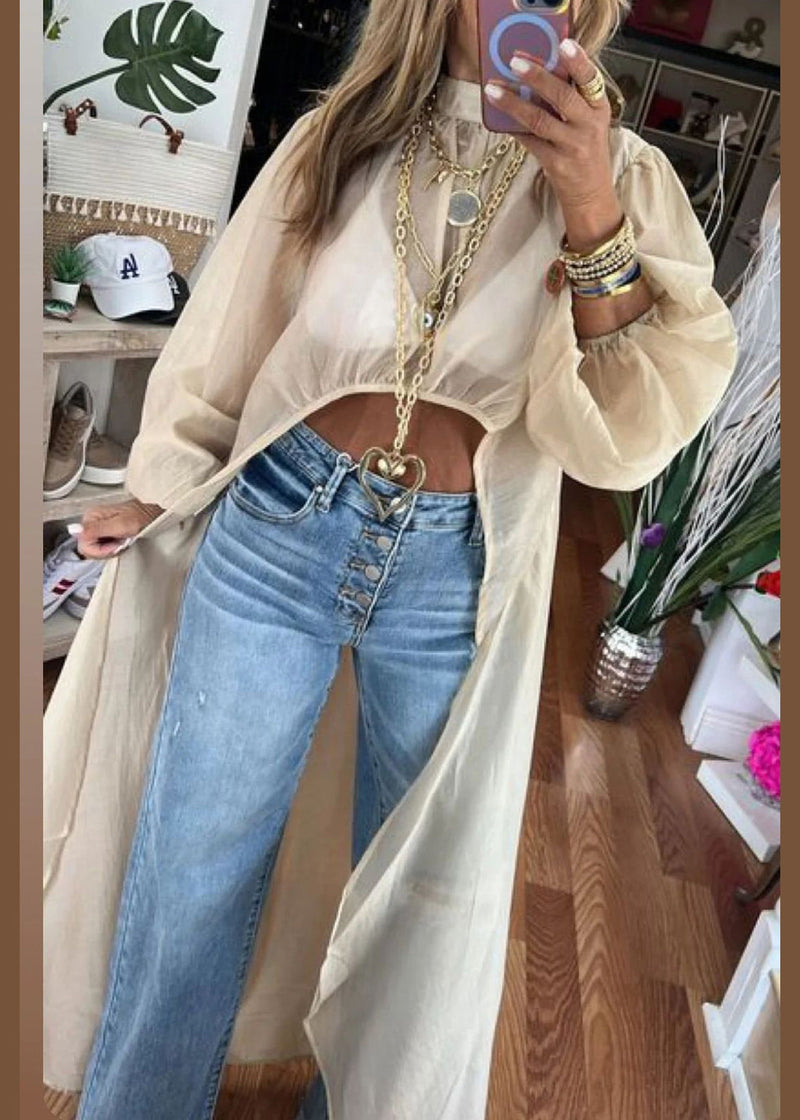 New Pink Puff Sleeve Asymmetrical Low High Design Cotton Shirts Dresses