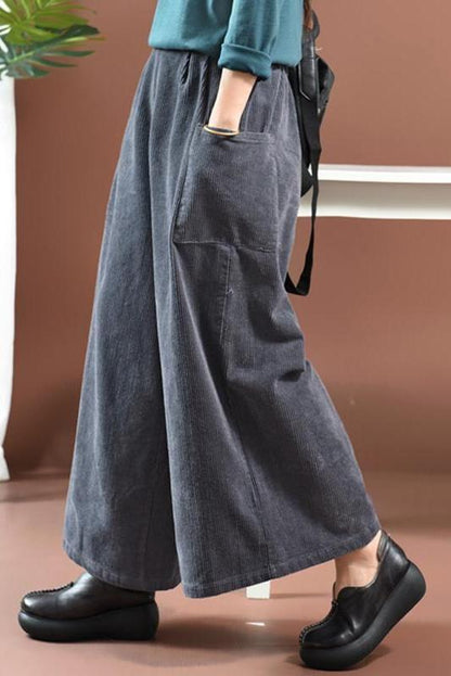 Loose Corduroy Wide Legs Pants