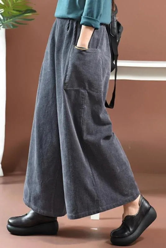 Loose Corduroy Wide Legs Pants