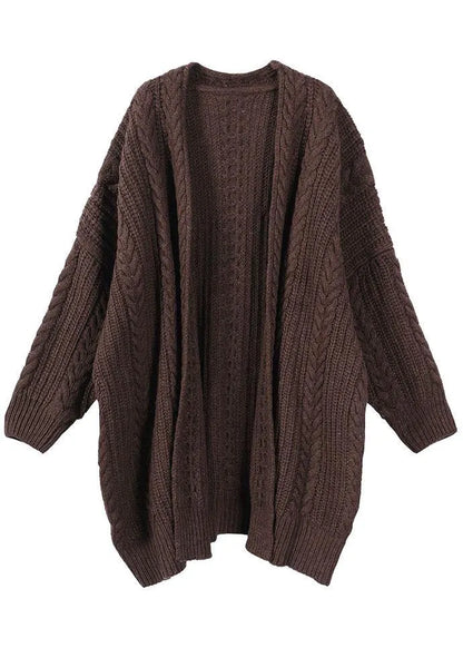 Fitted Chocolate Knitlong Sleeve Fall Cardigans Long