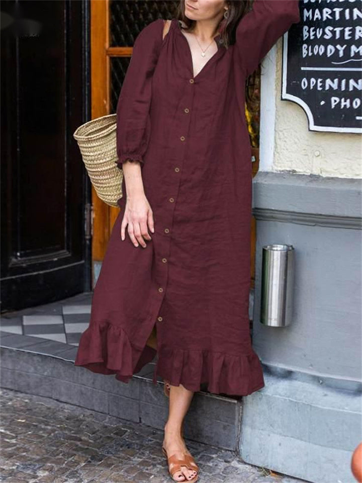 Summer Vacation Dress Spring Outfit Temperament Lotus Leaf Collar Color Dresses