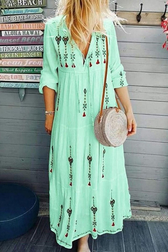 Spring Summer Print Long Dress