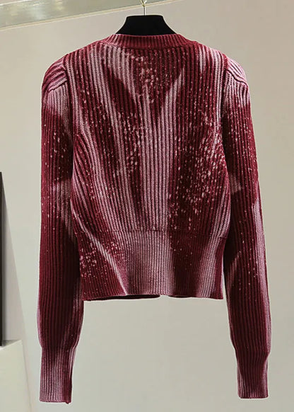 Diy Red Tie Dye Cotton Knitted Sweater Winter