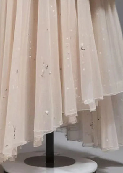 Unique Red Lace Up High Waist Patchwork Chiffon Skirt Summer