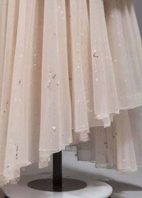 Unique Red Lace Up High Waist Patchwork Chiffon Skirt Summer