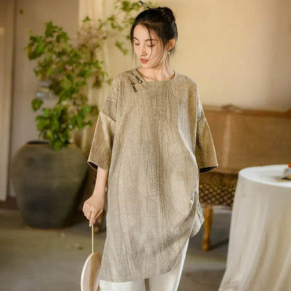 Summer Loose Linen Short Dress