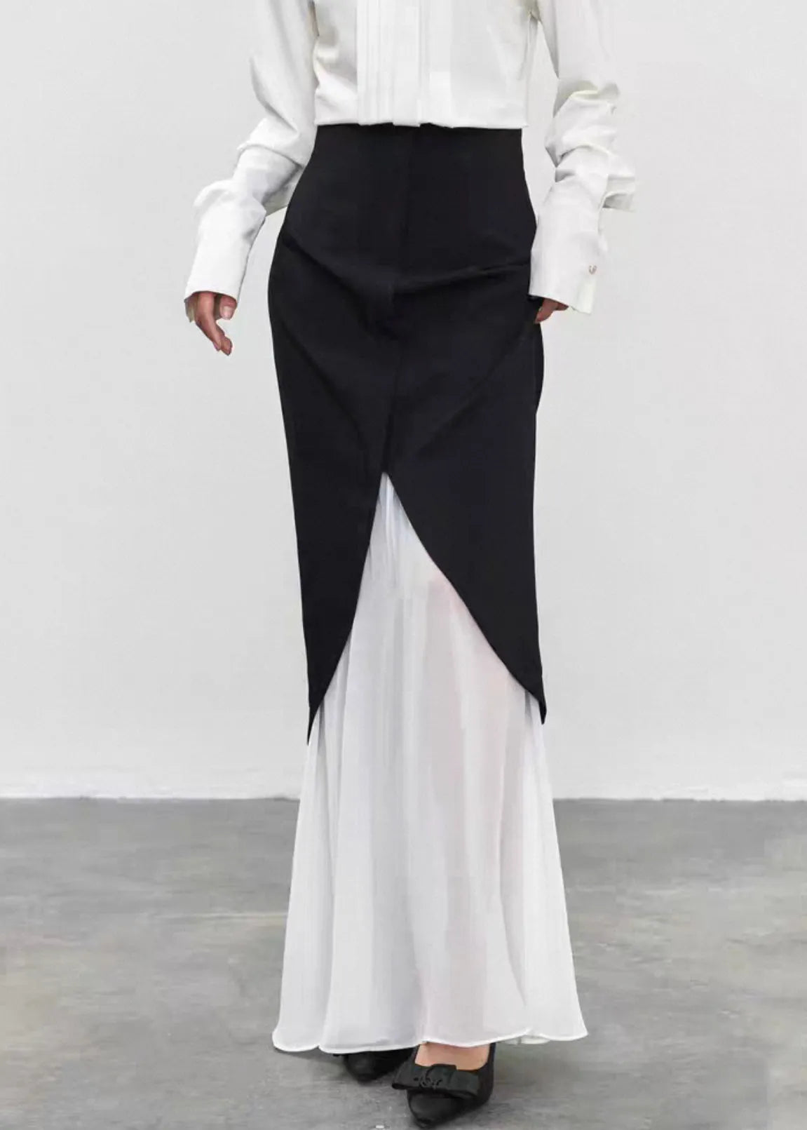 Unique Black High Waist Tulle Patchwork Skirts Summer