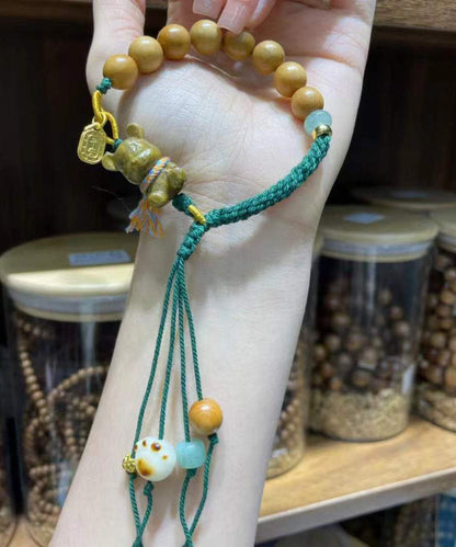 Art Green Bear Charm Bracelet