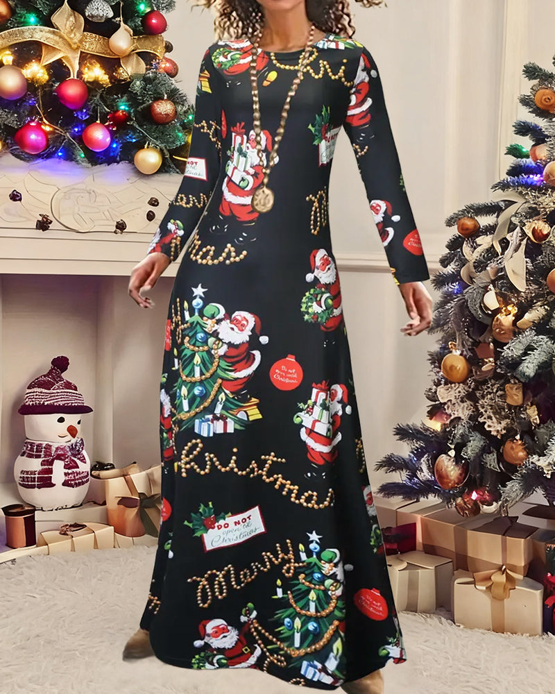 Slim Christmas Printed Long Sleeve