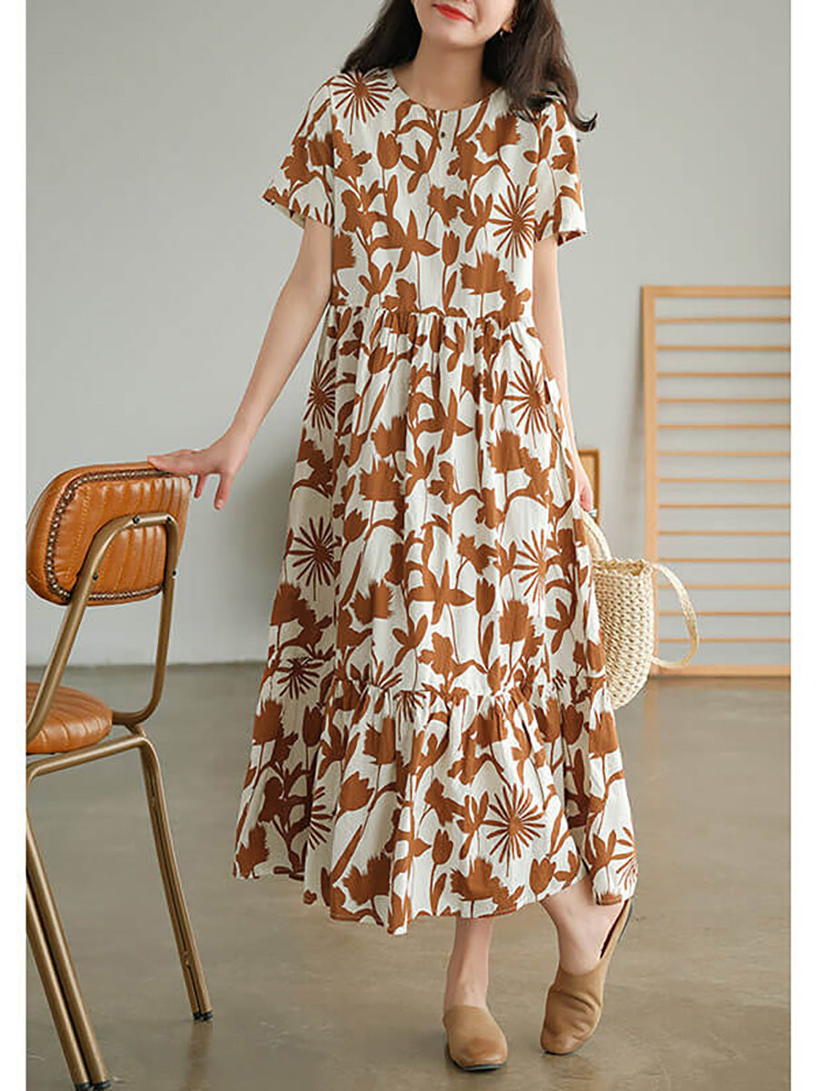 100% Cotton O-neck Dress