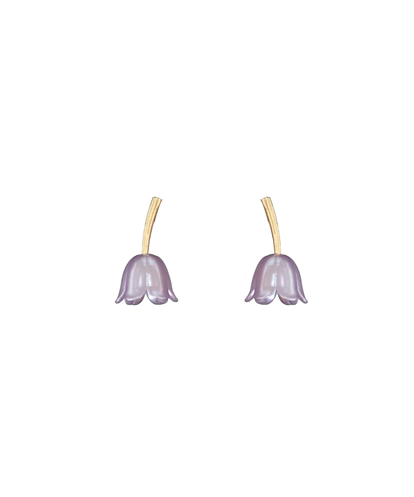 French Gold Copper Alloy Lily of the Valley Stud Earrings