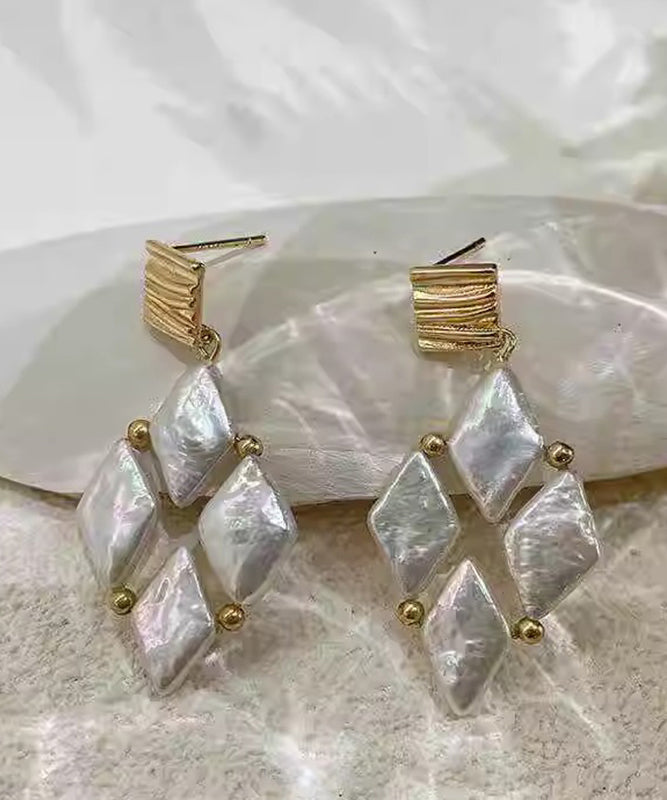 White Metal Alloy Pear Drop Earrings