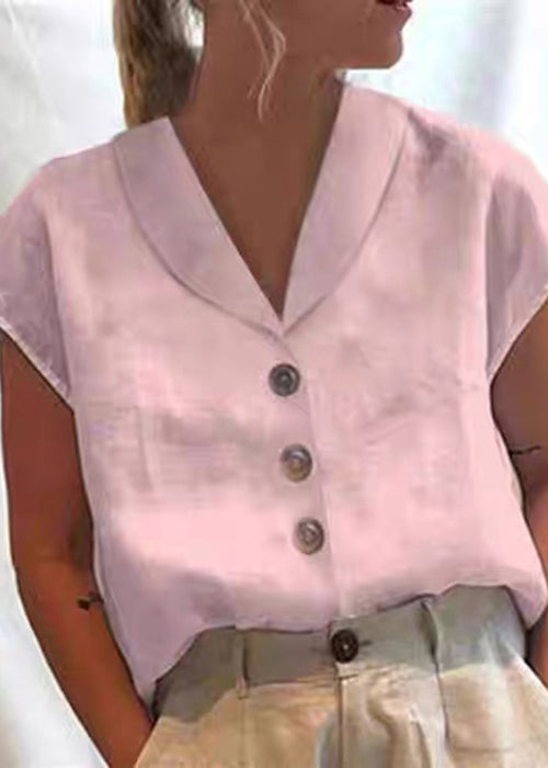 Loose White Peter Pan Collar Button Cotton Shirt Summer