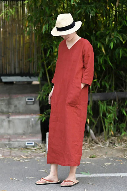 -new Red Linen Dress