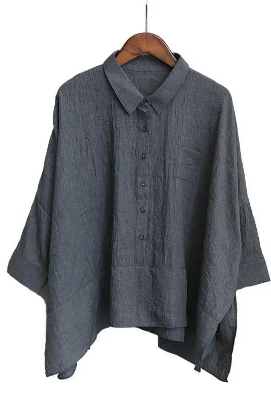 Loose Cotton Shirt Blouse for Autumn