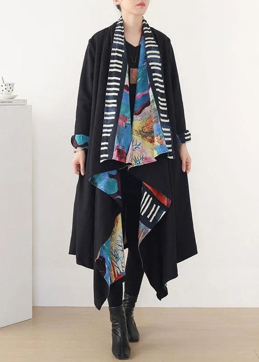 Boutique Black Green Retro Print Fall Cardigan Long Sleeve