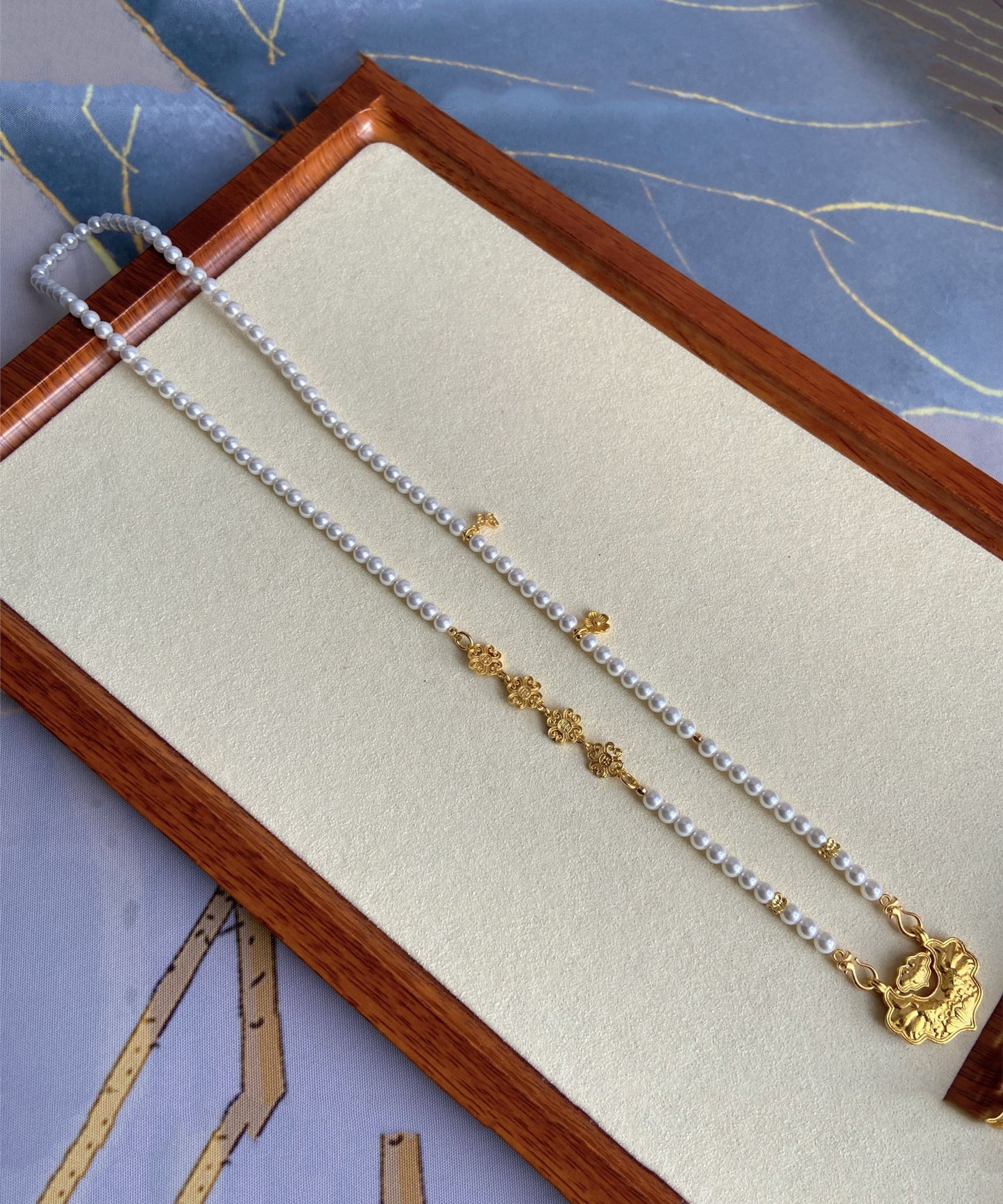 White Sterling Silver Alloy Pearl Beading Pendant Necklace