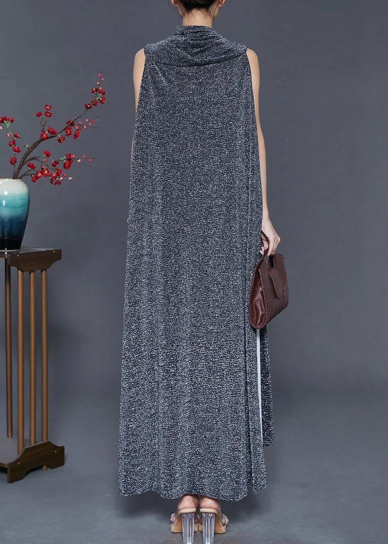 Black Turtle Neck Sequins Long Cardigan Spring