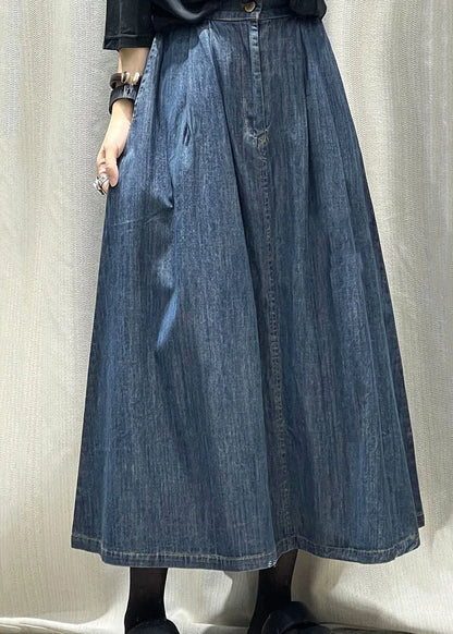 New Deep Blue Thin High Waisted Denim Skirts for Summer