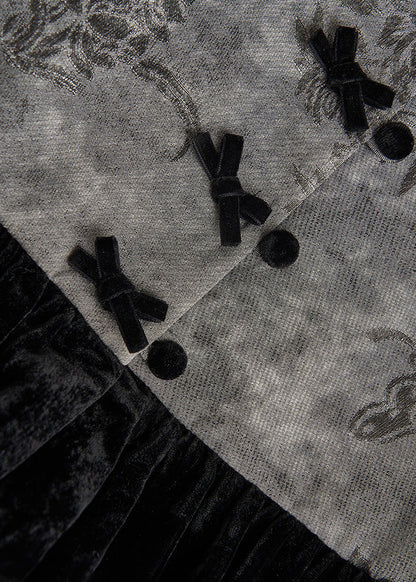 Grey Print Patchwork Silk Velour Vests Fall