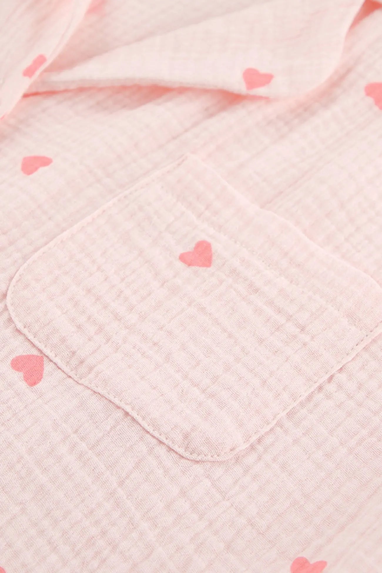 Heart Print Blouse Shorts Cotton Loungewear