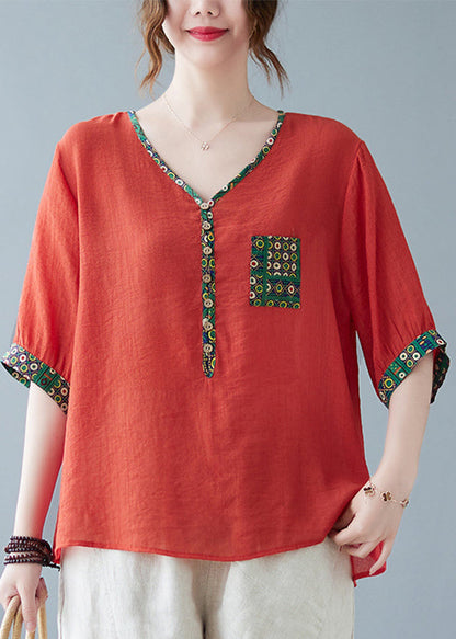 Fine Purple Print Patchwork Top Half Sleeve