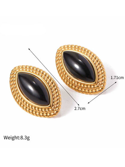 Horse-eye-shaped Agate Earrings