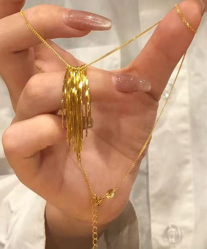 Gold Copper Overgild Tassel Pendant Necklace