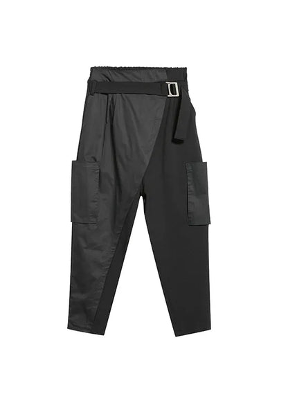 Black Patchwork Harem Pants Spring