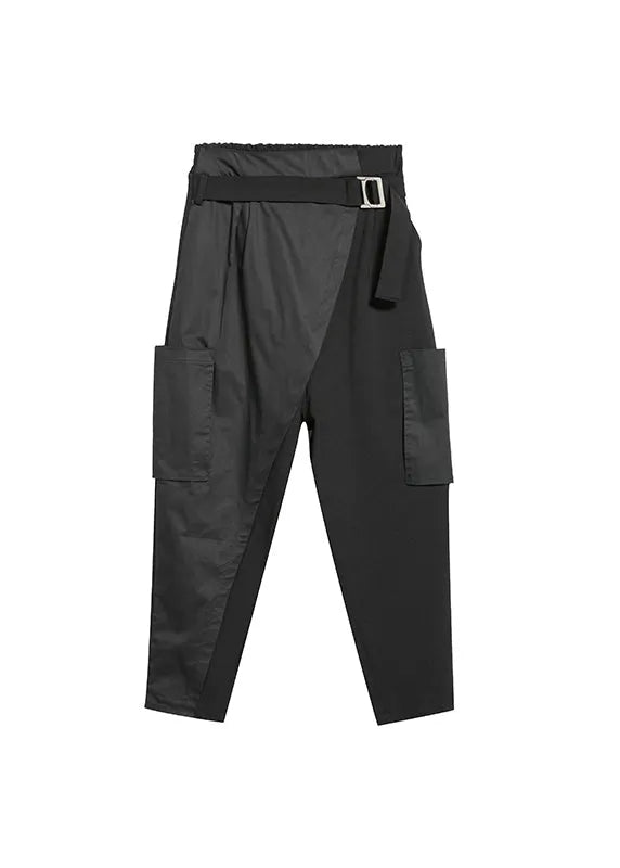 Black Patchwork Harem Pants Spring