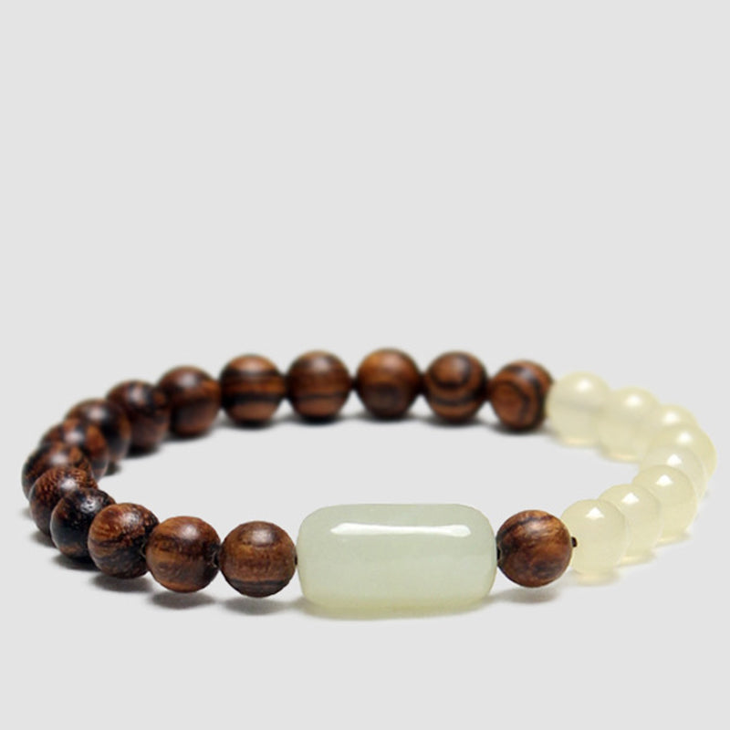 Buddha Stones Jade Sandalwood Luck Abundance Bracelet