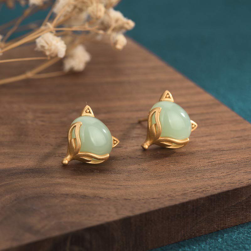 Buddha Stones Fengshui Jade Luck Earrings