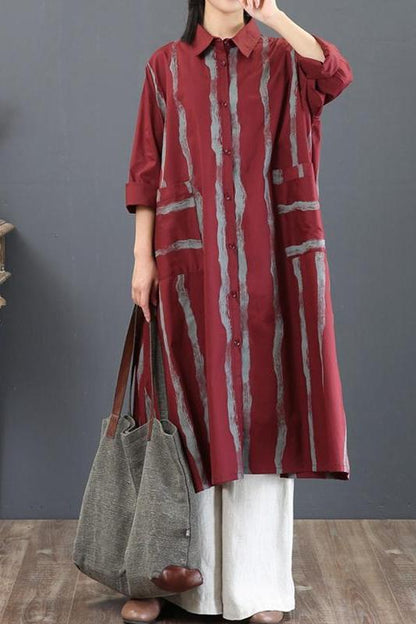 Striped Loose Chiffon Shirt Blouse
