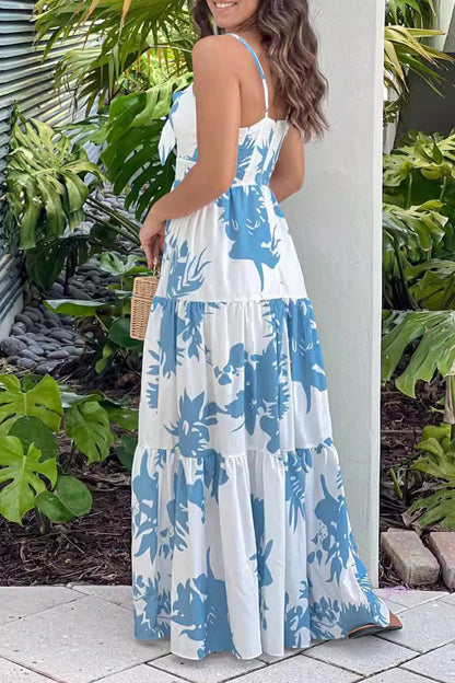 Print With Bow V Neck Printed Dresses