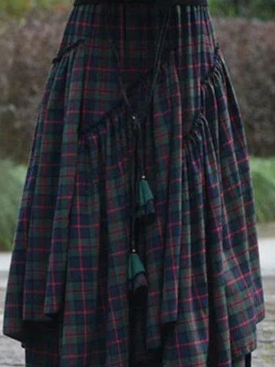 Irregular Stitching Large Hem Long Skirt