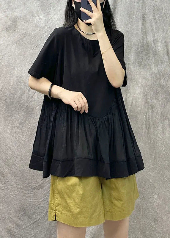 Original Coffee O-neck Patchwork Cotton T Shirt Summer