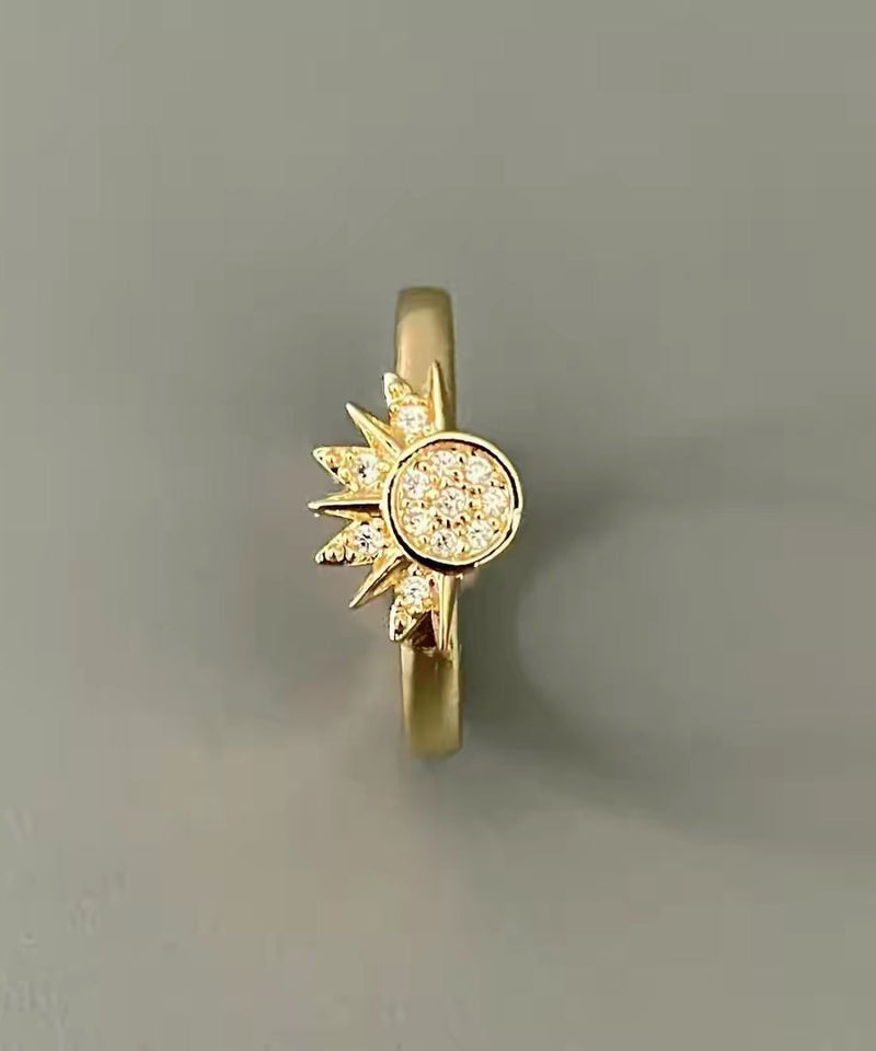 Sterling Silver Zircon the Sun and the Moon Shine Together Couple Rings