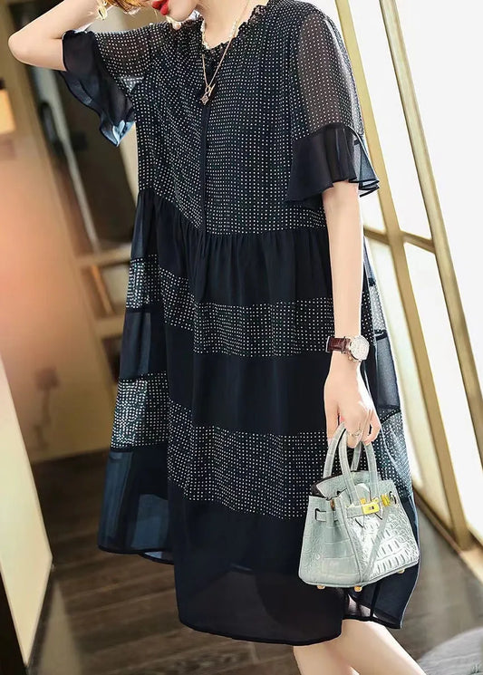 Black Print Chiffon Maxi Dress Summer