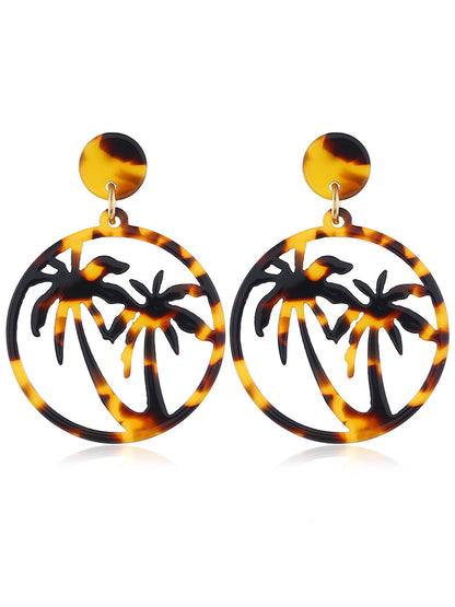 Coconut Tree Leopard Print Beach Earrings